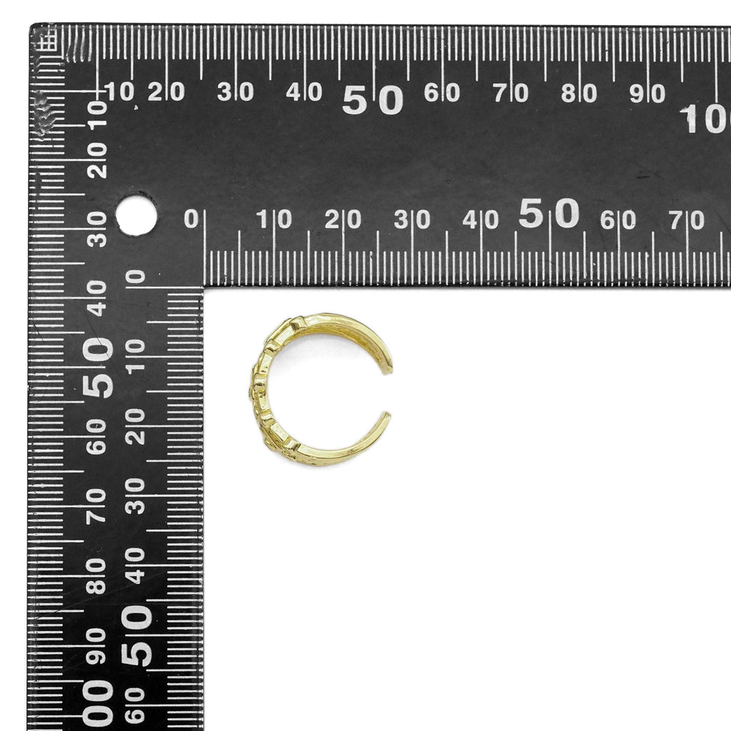 Multi Lines Rectangle Round CZ Gold Adjustable Ring, Sku#Y89