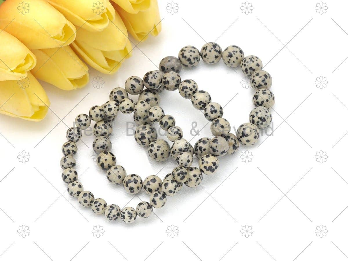 Dalmation Jasper Stretchy Bracelet, Sku#EF83