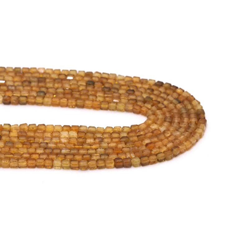 Genuine Yellow Tourmaline Faceted Cube Beads, 2.5mm, Sku#U1524