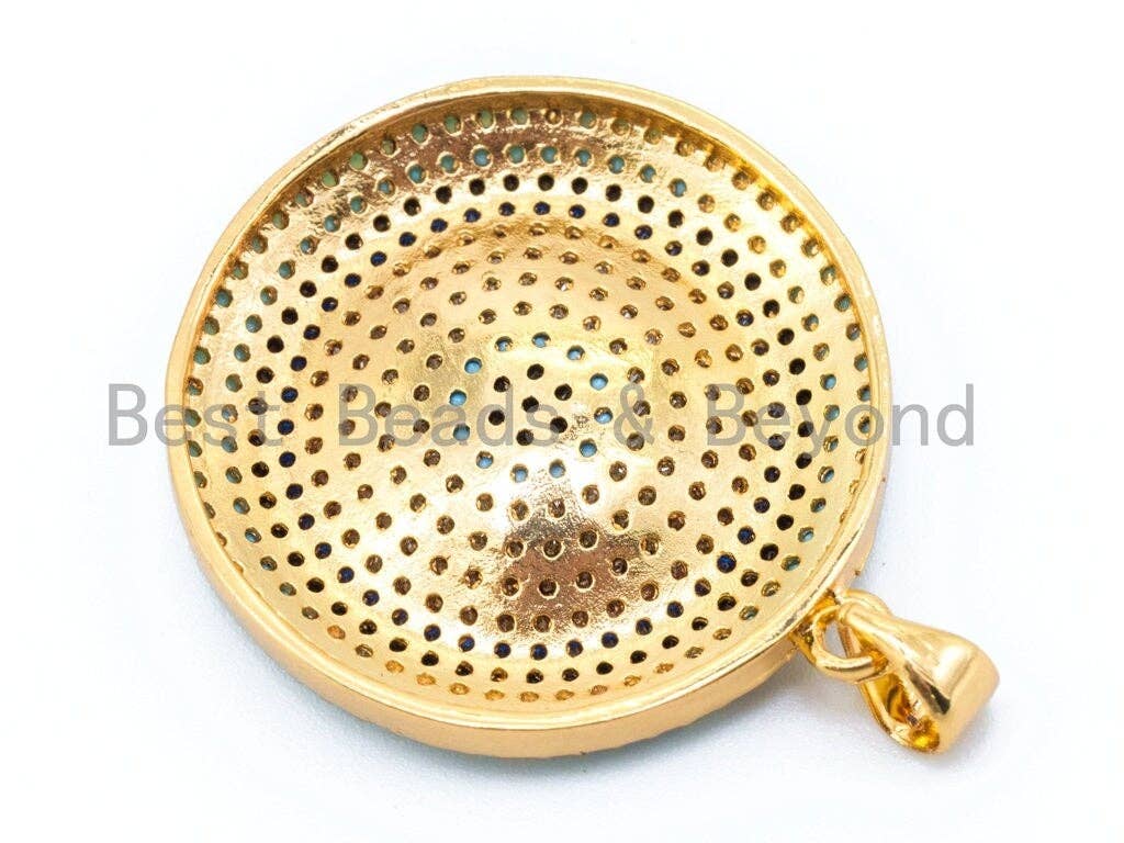 CZ Micro Pave Evil Eye Round Pendant, sku#L90