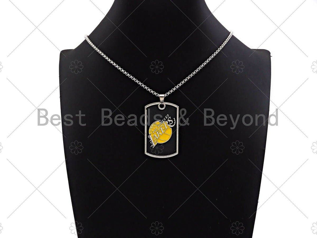 LA Lakers Dog Tag Pendant Chain Necklace, sku#L343