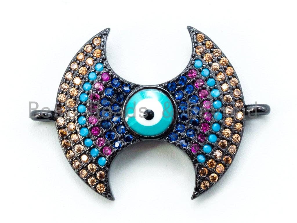 CZ Micro Pave Mixed Color Evil eye connector/Link Finding, Cubic Zirconia CZ Space Connector,26x18mm, sku#E284C