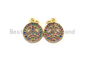 CZ Colorful Micro Pave Peace Sign Pendant, Cubic Zirconia Pave Pendant, Gold plated, 11x13mm, Sku#F822