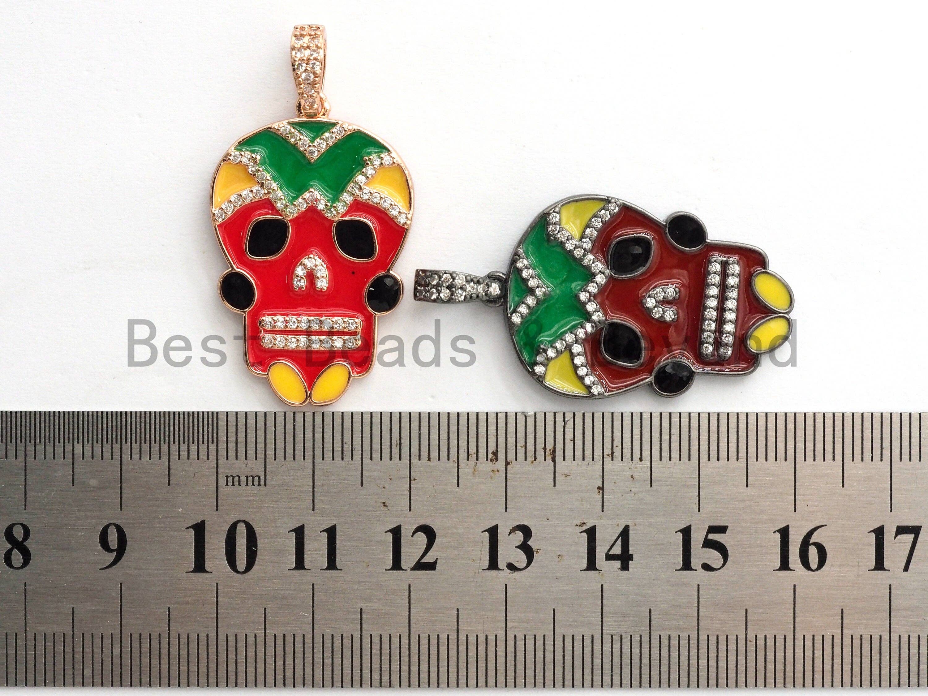 NEW Enamel Colorful Skull Pendant,CZ Micro Pave Oil Drop Skull pendant,Enamel pendant,Enamel Jewelry,21x33mm,sku#F607