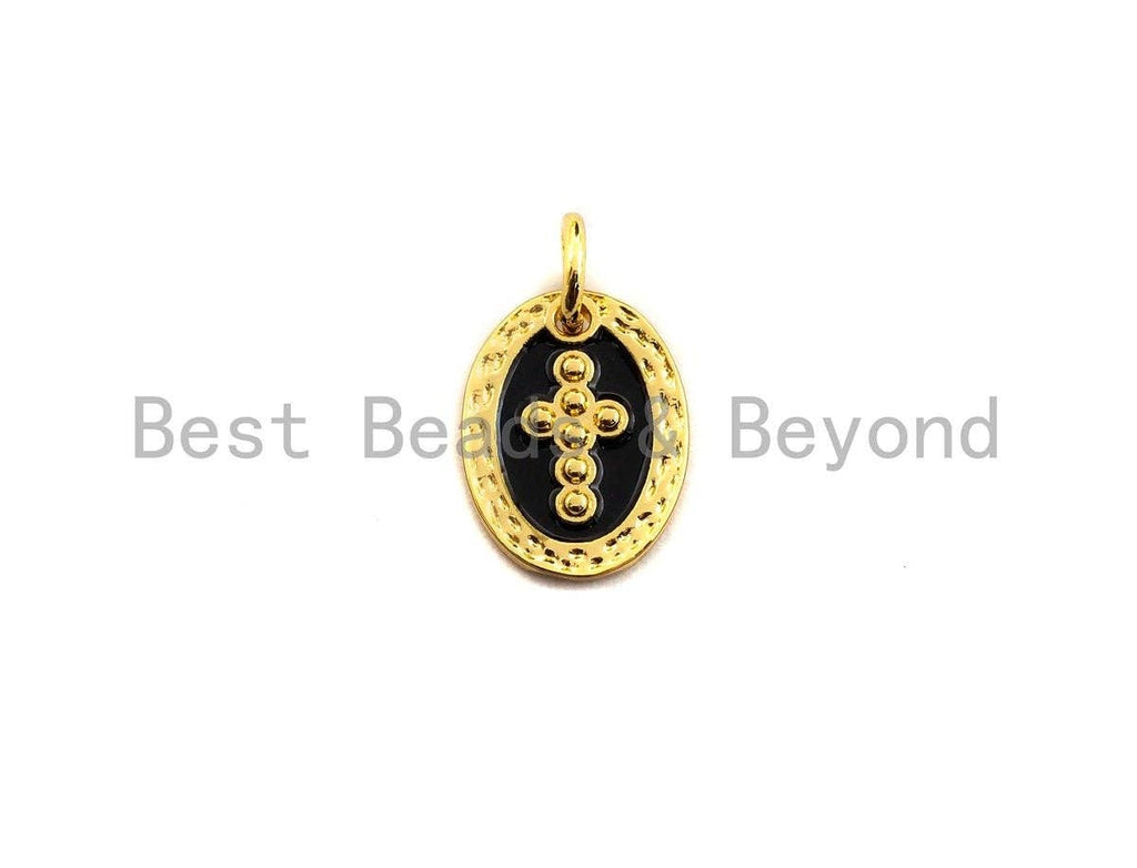 Colorful Enamel Cross On Oval Pendant,CZ Micro Pave Oil Drop pendant,Enamel pendant,Enamel Jewelry,9x12mm,sku#Z520