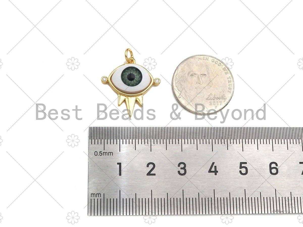 Black/White Enamel Evil Eye Shape Pendant, Gold Enamel Findings, 20x21mm,Sku#Y417