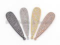 CZ Clear Fully Micro Pave Teardrop Pendant, Silver/Gold/Rose Gold/Gunmetal Tone, Cubic Zirconia Teardrop Charm Pendant, 11X43mm,sku#B70