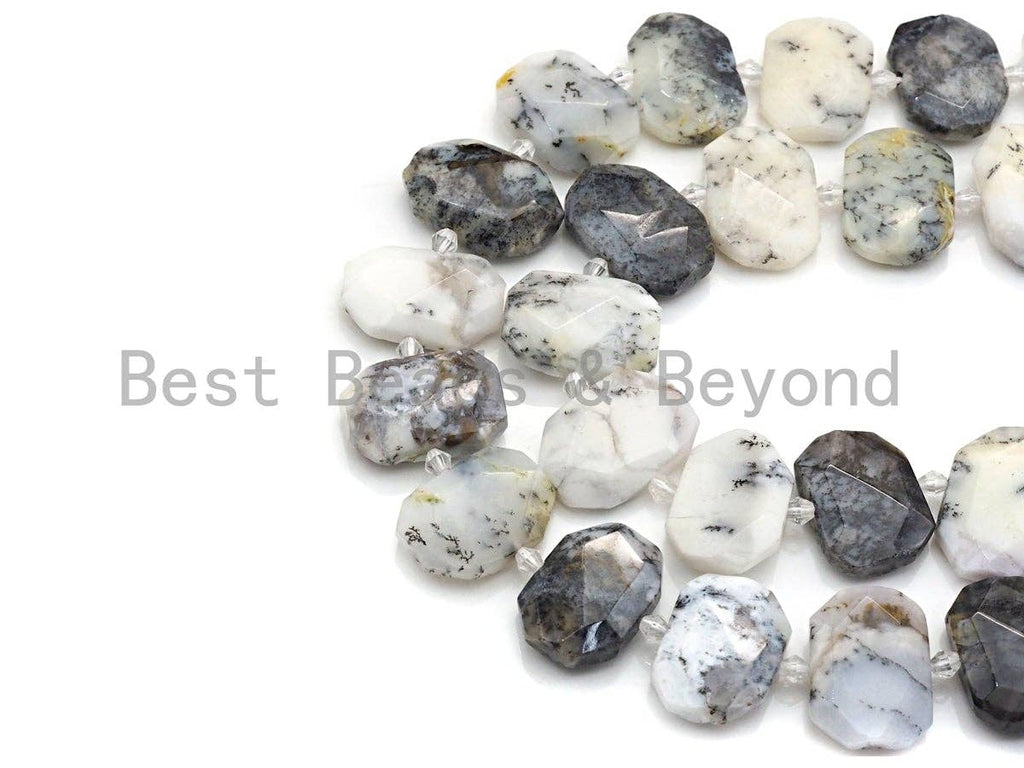 Natural Dentric Opal Rectangle Faceted Beads, Natural Opal beads, 16x22mm, sku#U652