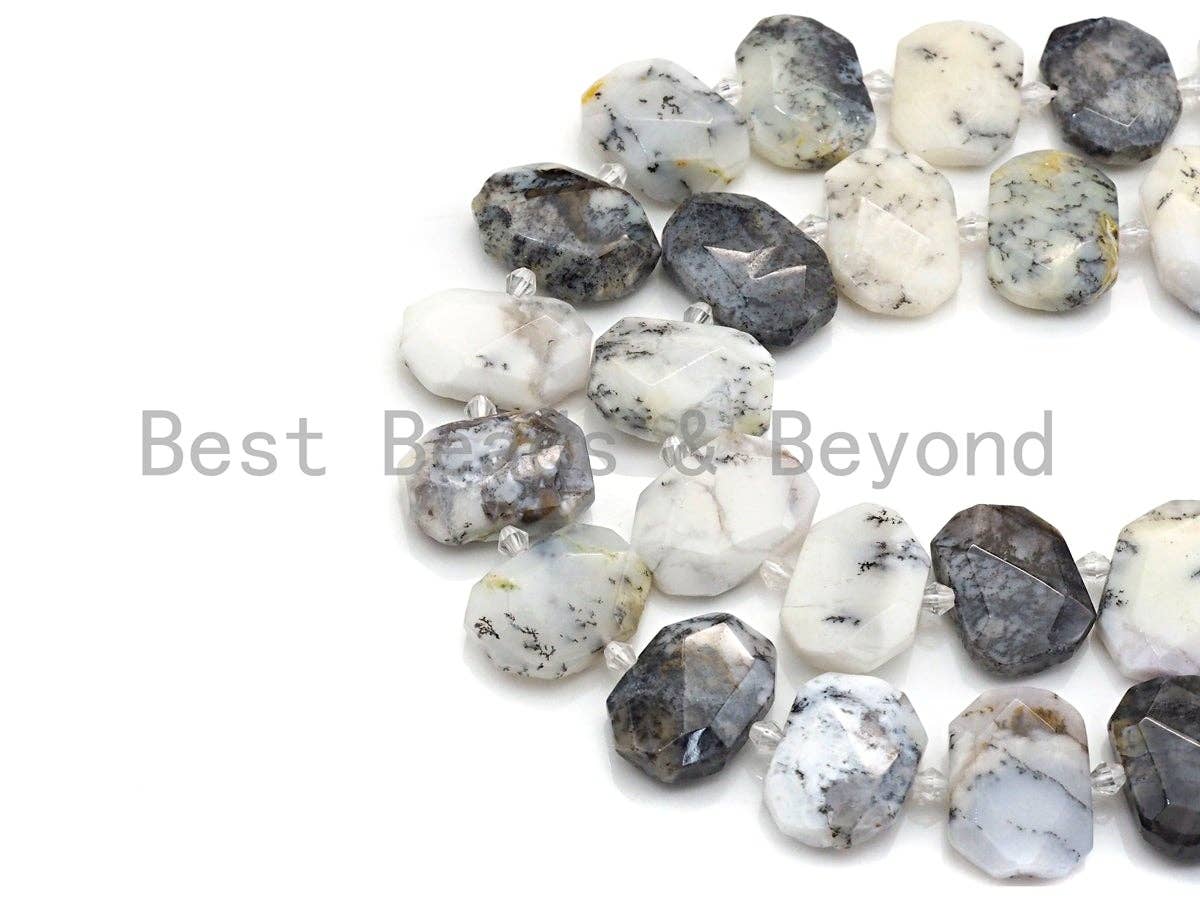 Natural Dentric Opal Rectangle Faceted Beads, Natural Opal beads, 16x22mm, sku#U652