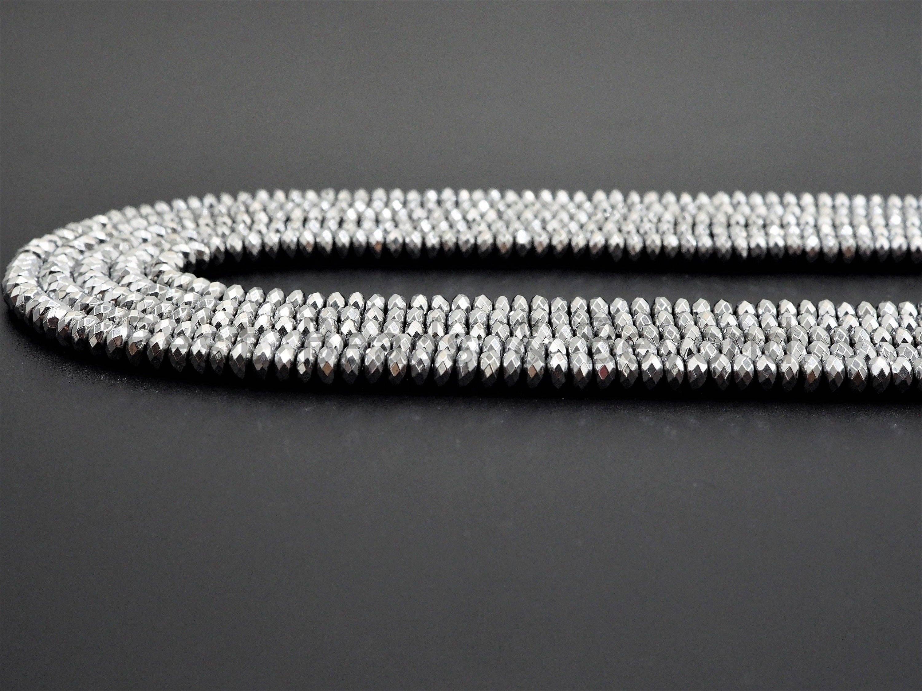 Quality Natural Silver Hematite beads,Rondelle Faceted Beads, Sku#S116