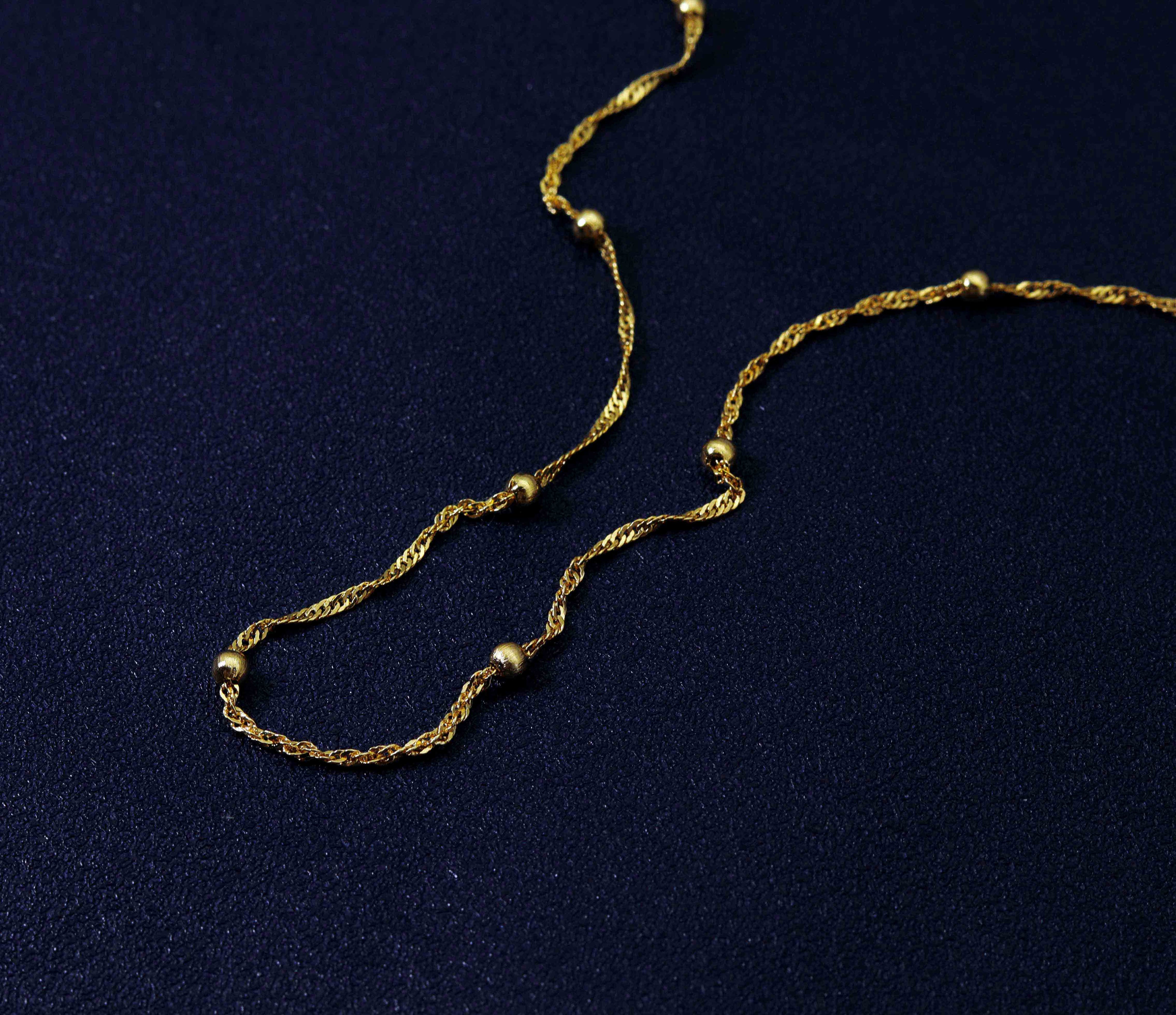 18" Gold Dainty Twisted Satellite Chain Necklace, sku#JL131