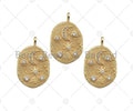 CZ Micro Pave Moon Star Evil Eye Star On oval Shape Pendant/Charm,CZ 14K Dainty Gold Charm, Necklace Bracelet Charm Pendant,21x32mm,Sku#CP19
