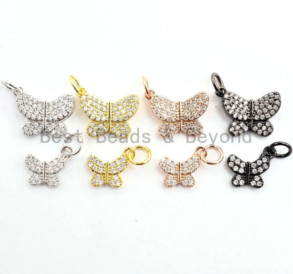 CZ Micro Pave Butterfly Pendant/Charm,Cubic Zirconia Paved Charm, Necklace Bracelet Charm Pendant,7x9/10x13mm, sku#Y153