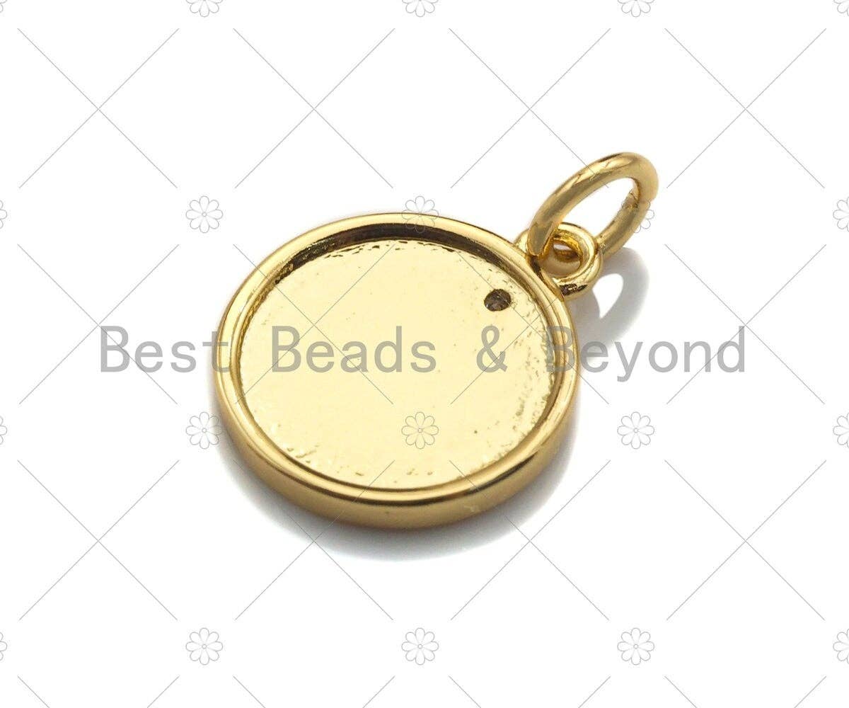 Dainty18k Gold CZ Micro Pave Snake Coin Charm, Gold Coin pendent, snake charm,12mm, sku#z1141