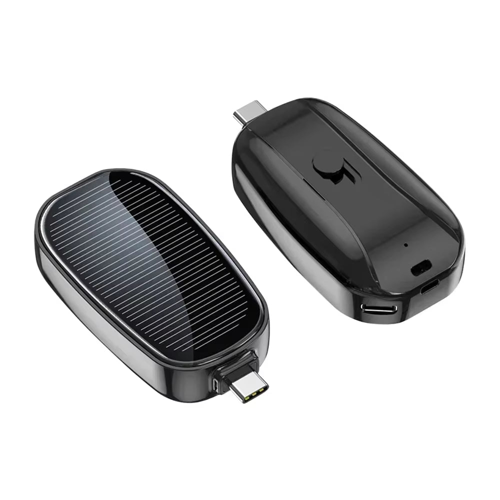Solar Power Bank Mini Key Ring Portable Charger 1200Mah Outdoor Camping External Battery Emergent Power Cargador Portátil 보조배터리