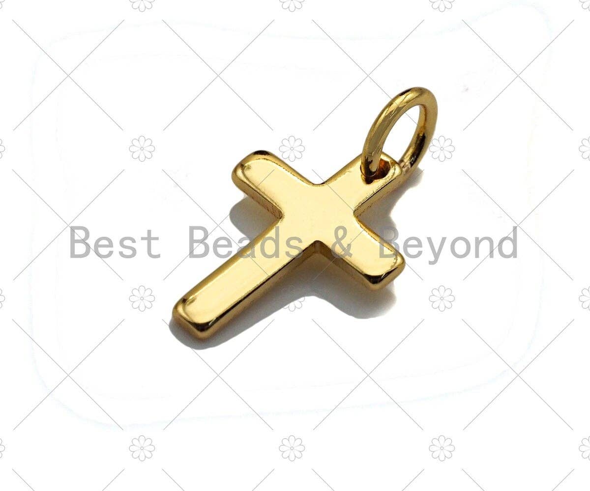 Gold Color Cross Pendant/Charm, Dainty Pave Cross Pendant, 9x13mm, sku#Y282