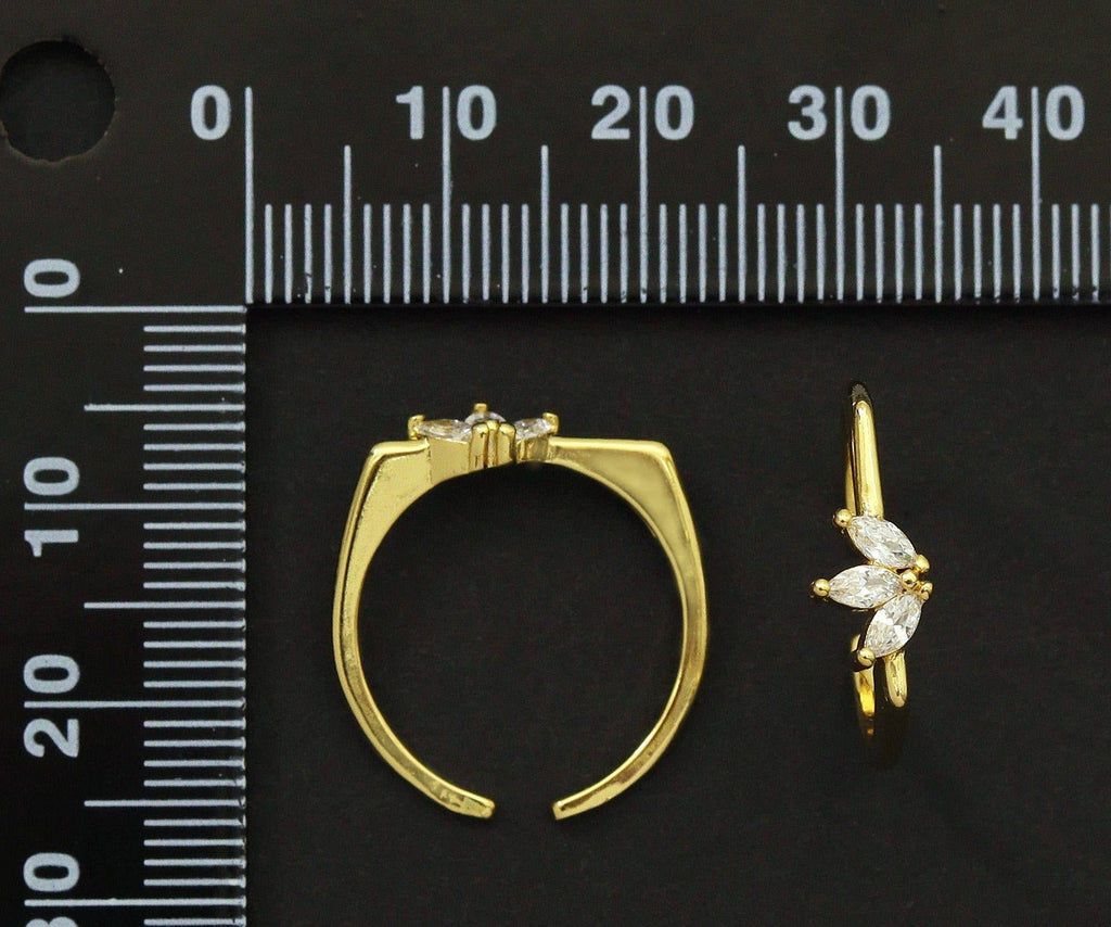 CZ Flower Adjustable Ring, Sku#O102