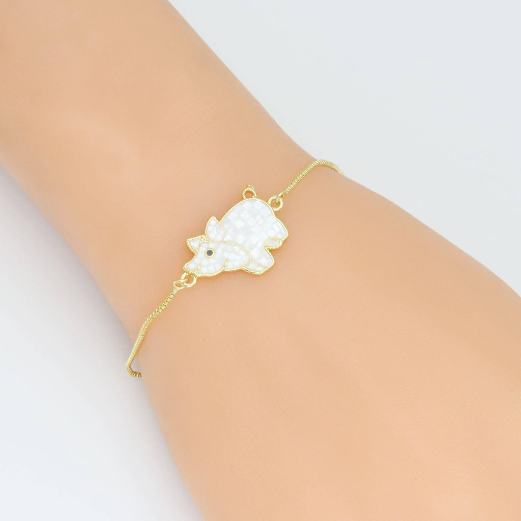 Mother of Pearl Piggy Connector Charm Pendant, Sku#WL15