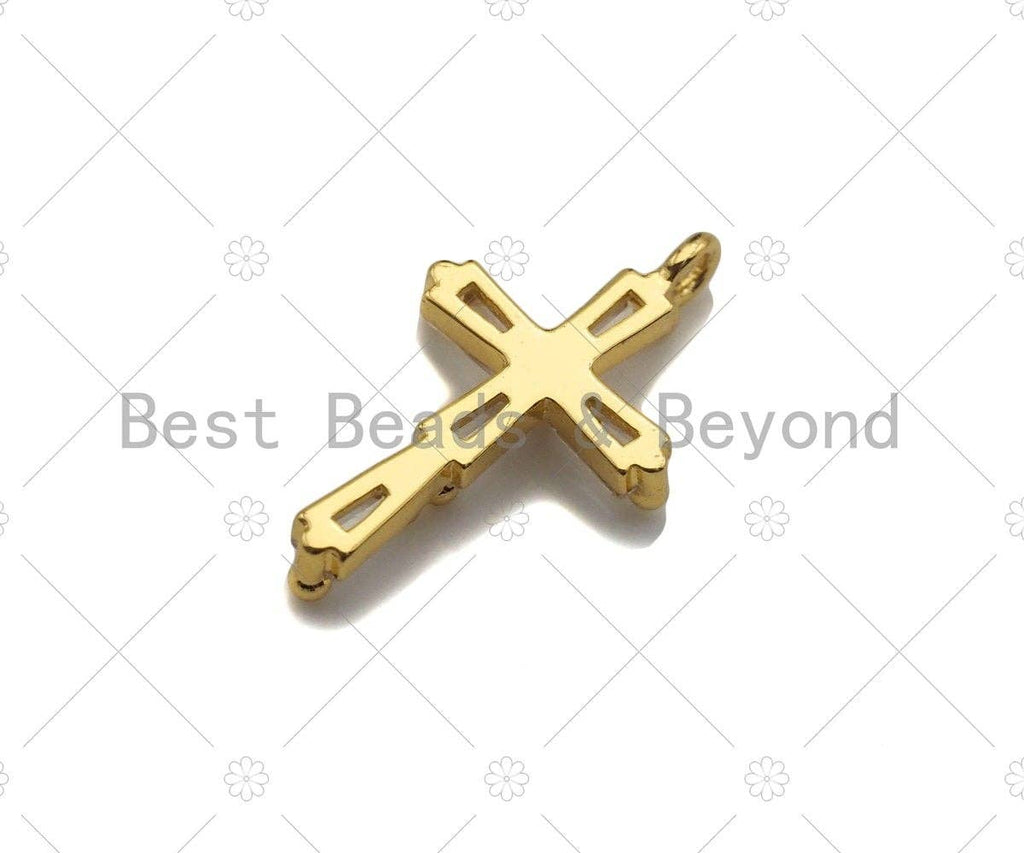CZ Micro Pave Cross Shaped Pendant/Charm, Cross Charm with Baguette CZ,  Cubic Zirconia Pave Charm, 9x15mm, sku#Y292