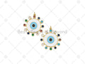 Colorful CZ Micro Pave Enamel Round Evil Eye On Coin Shape Pendant, 18K Gold Filled Evil Eye Charm, Necklace Pendant,30x33mm, Sku#LK481