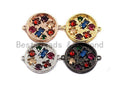Round Coin With Colorful CZ Micro Pave Connector for Bracelet/Necklace, Cz Space Connector, Jewelry Findings,20x25mm,sku#E481C