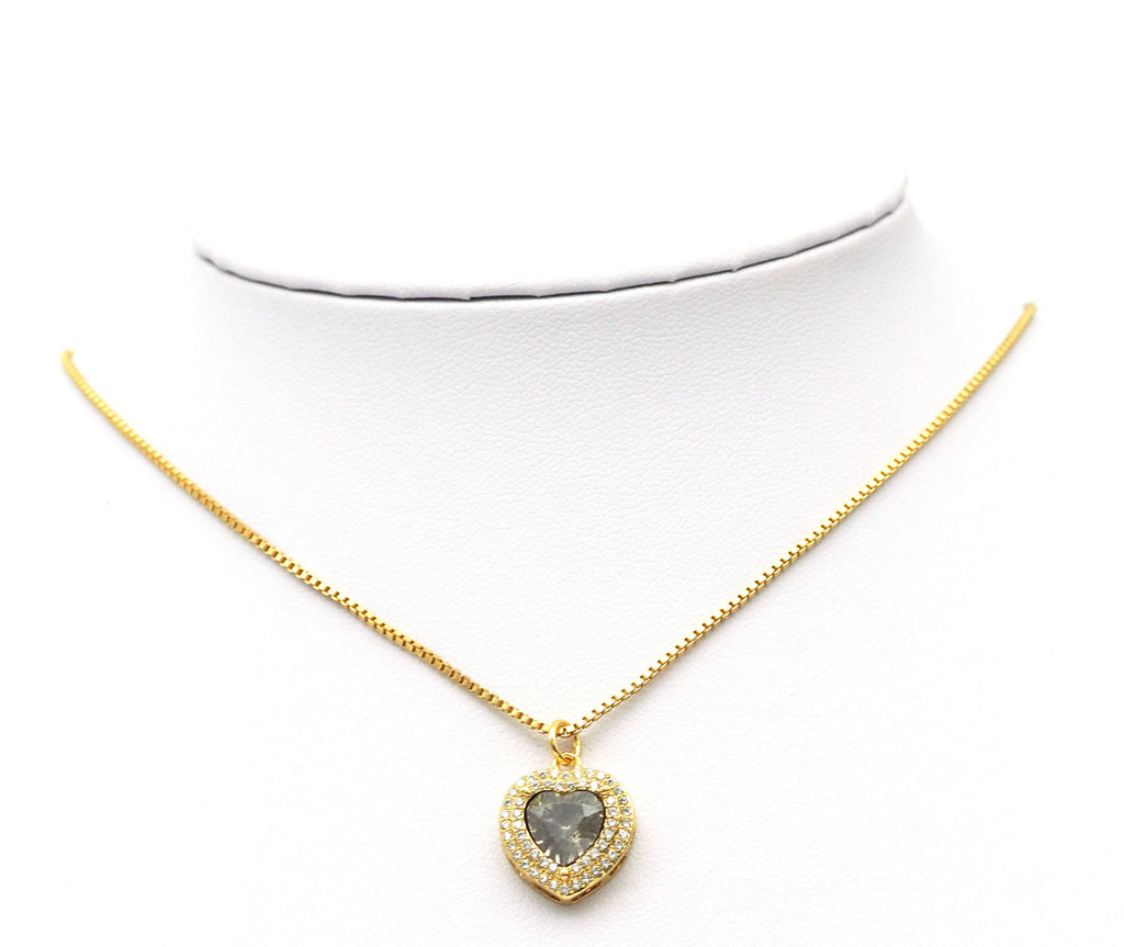 Big CZ Heart Charm, Sku#Y620
