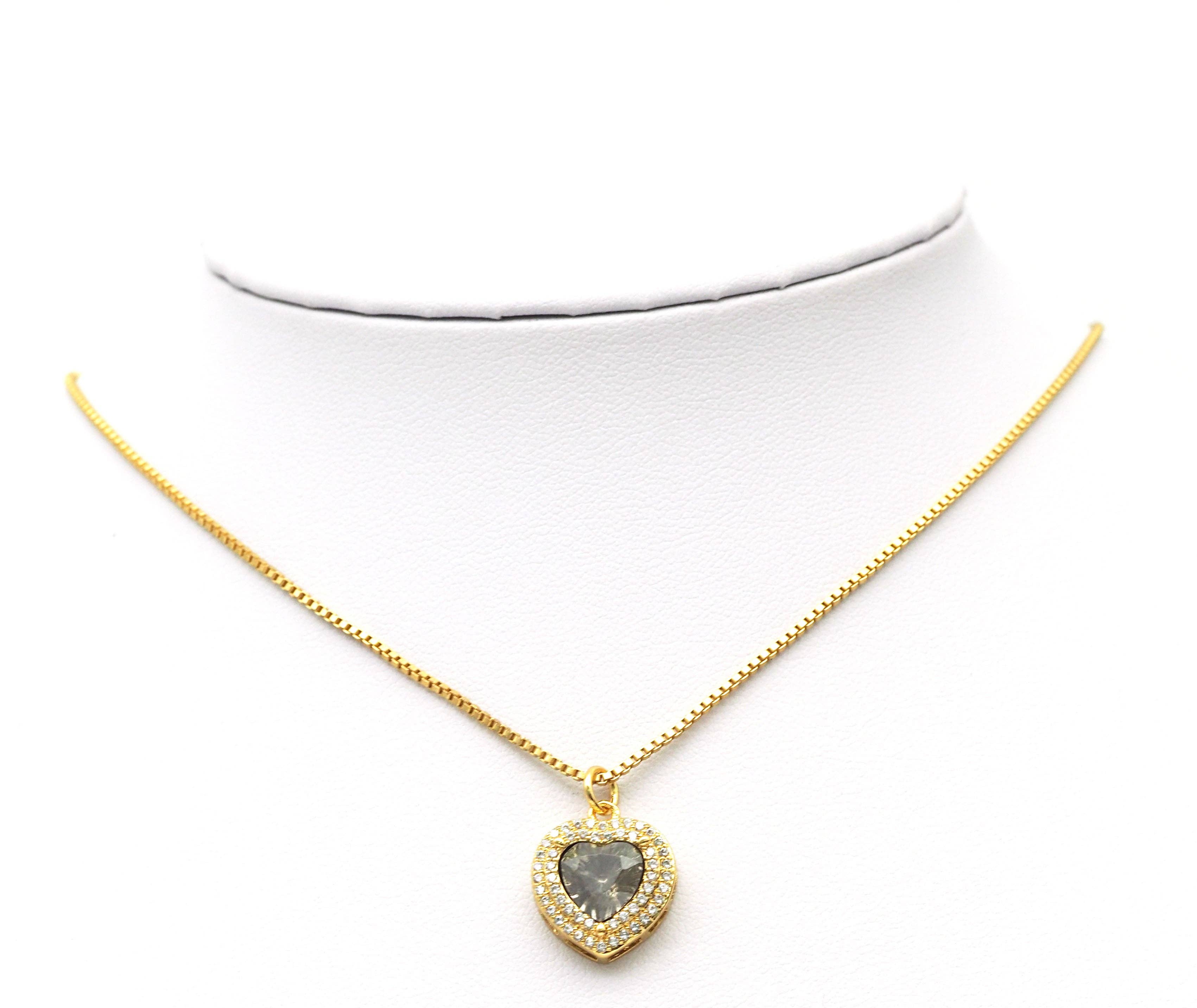 Big CZ Heart Charm, Sku#Y620