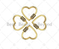 18K Gold Love Word On Heart Shape Screw Clasp, Heart Connector, Gold Carabiner Clasp,30x29mm, Sku#K172