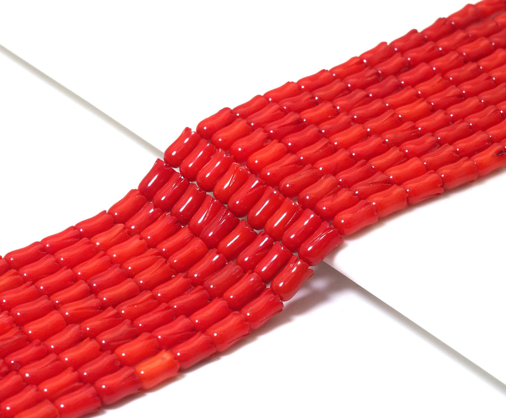 High Quality Red Coral Tulip Beads, 5x8mm, Sku#U1493