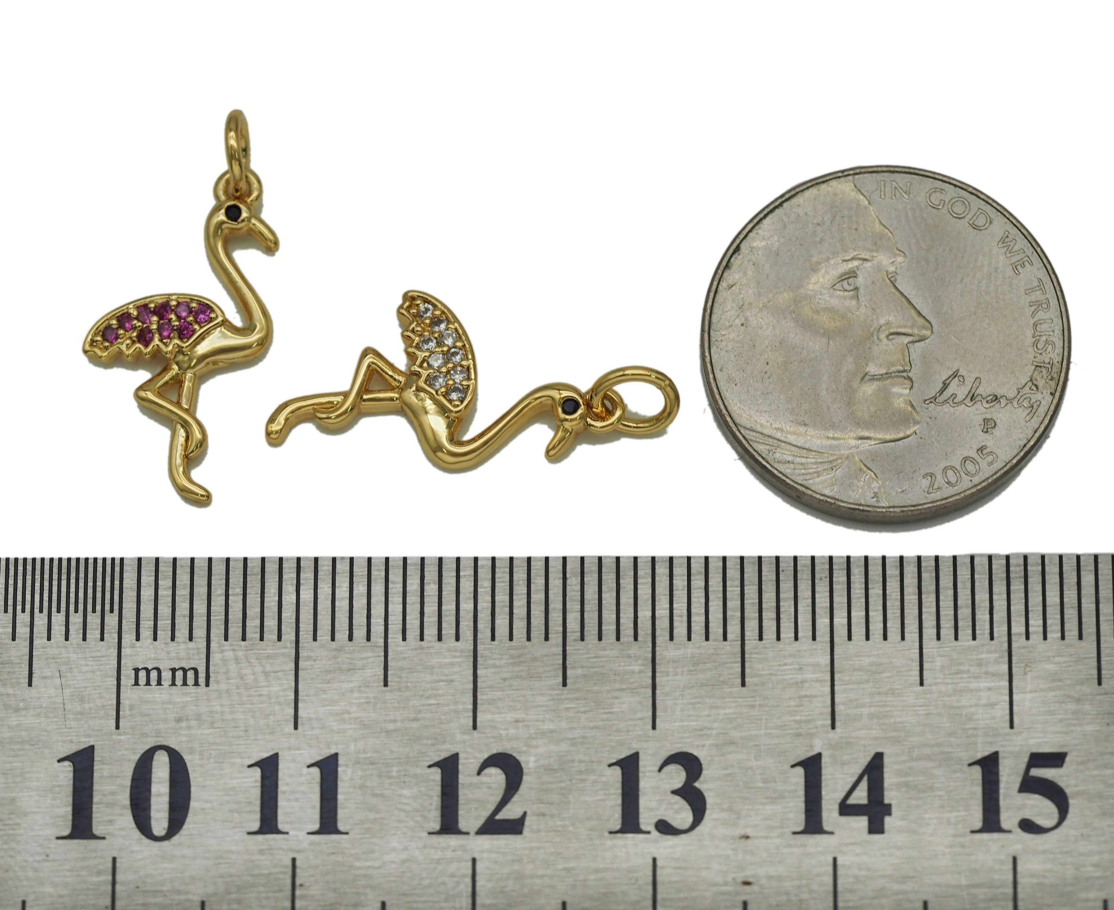 CZ Gold Ostrich Charm, Sku#F1494