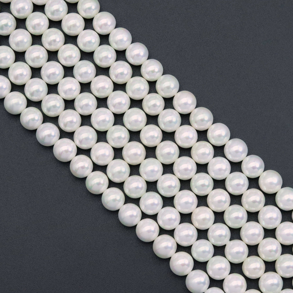 Mother of Pearl Round Smooth Beads, Sku#U52