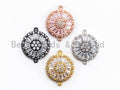 CZ Micro Pave Clear Crystal Evil Eyes Coin Connector for Bracelet/Necklace, Cubic Zirconia Space Connector Link, 14x18mm, 1pc, sku#A53