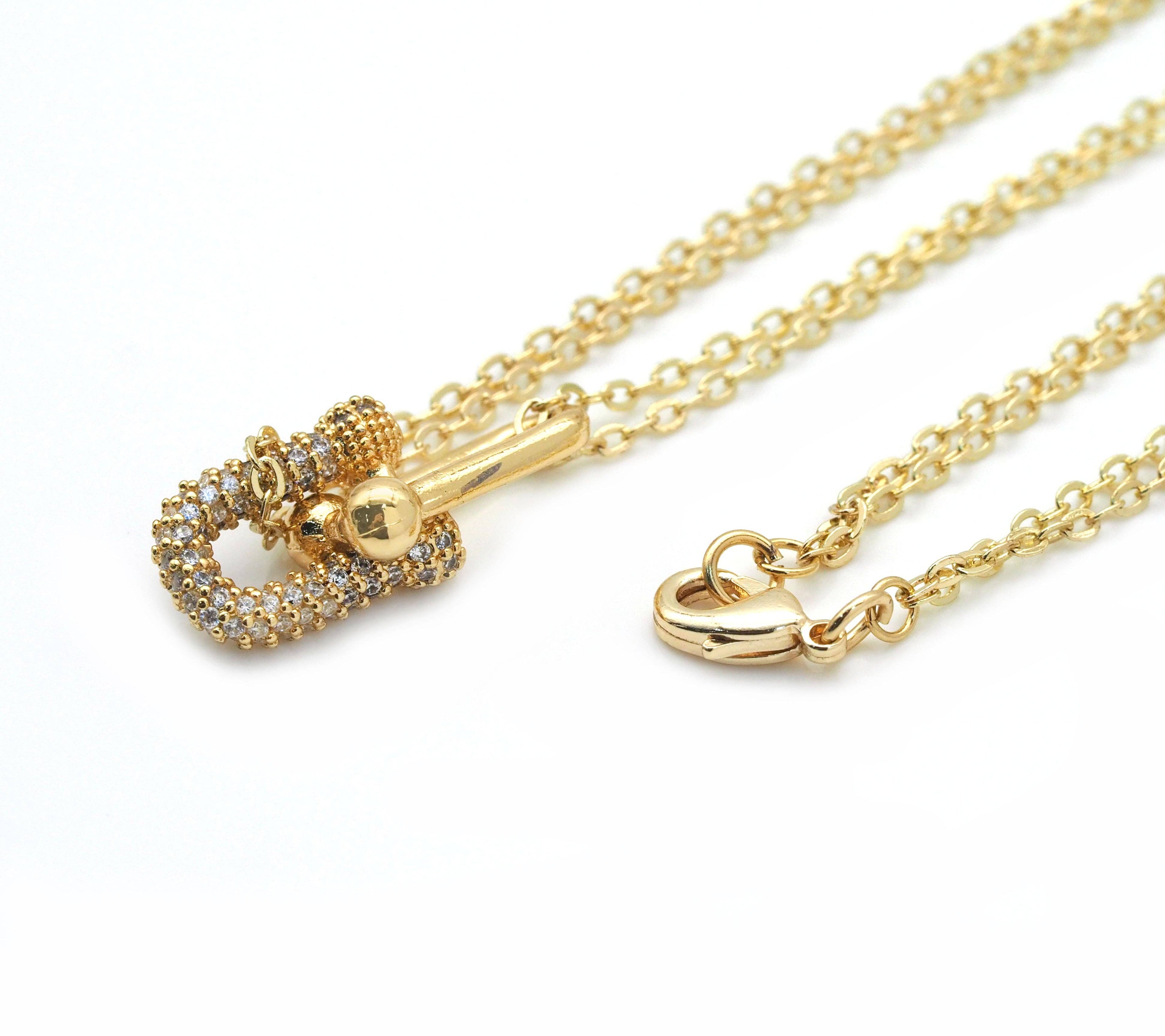 CZ U Link Dainty Chain necklace, sku#EF229
