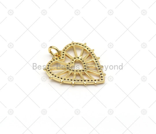 CZ Heart Frame Charm, Sku#LK524