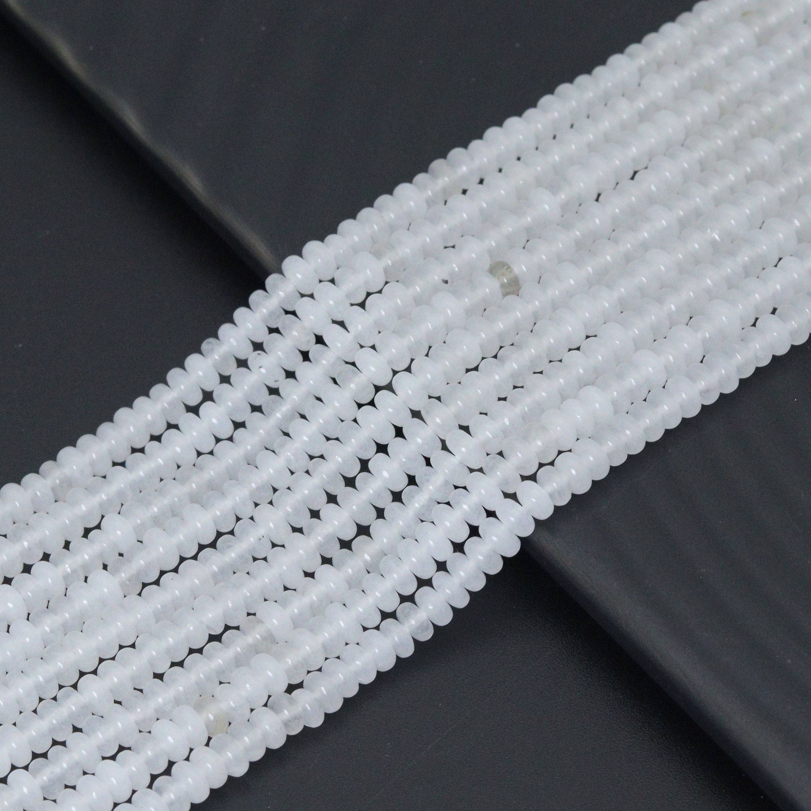 2x4mm/5x8mm White Jade Smooth Rondelle Beads, Sku#U2219