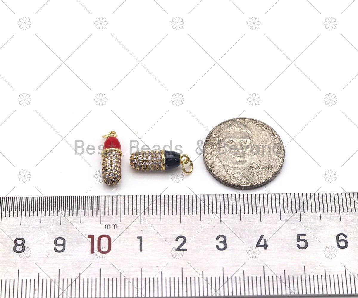 CZ Micro Pave with Enamel Colorful Pill Shape Pendant, 18K Gold Filled Capsule Charm,Necklace Bracelet Charm Pendant,Sku#Y551