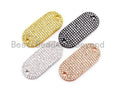 CZ Micro Pave 13x29mm Slab Oval Two Hole Bracelet Connector,SKU#382C