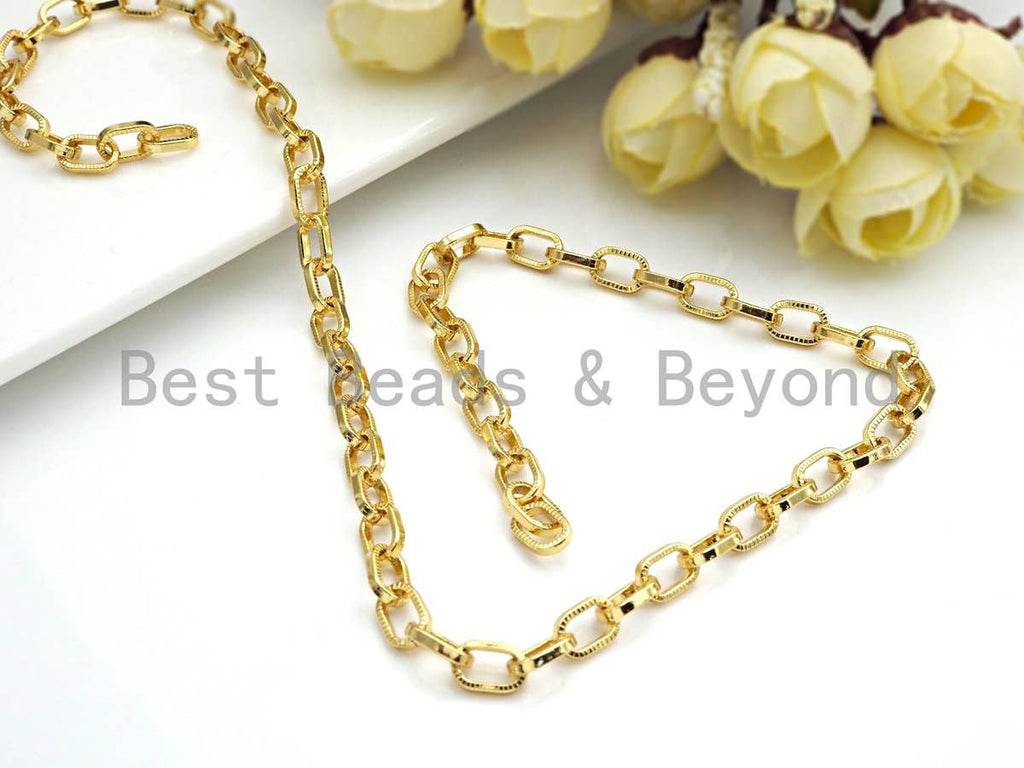 6x9mm Textured Paper Clip Chain by Yard, E512