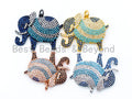 CZ Micro Pave Turquoise Cobalt Elephant Pendant/Charm, sku#L23C