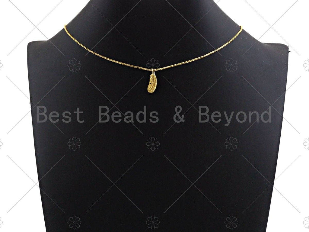Cute CZ Micro Pave Feather Shape Pendant/Charm, Feather Leaf Cubic Zirconia Pendant, Silver/Gold/Rose Gold/Black Tone, 7x19mm, Sku#Y264