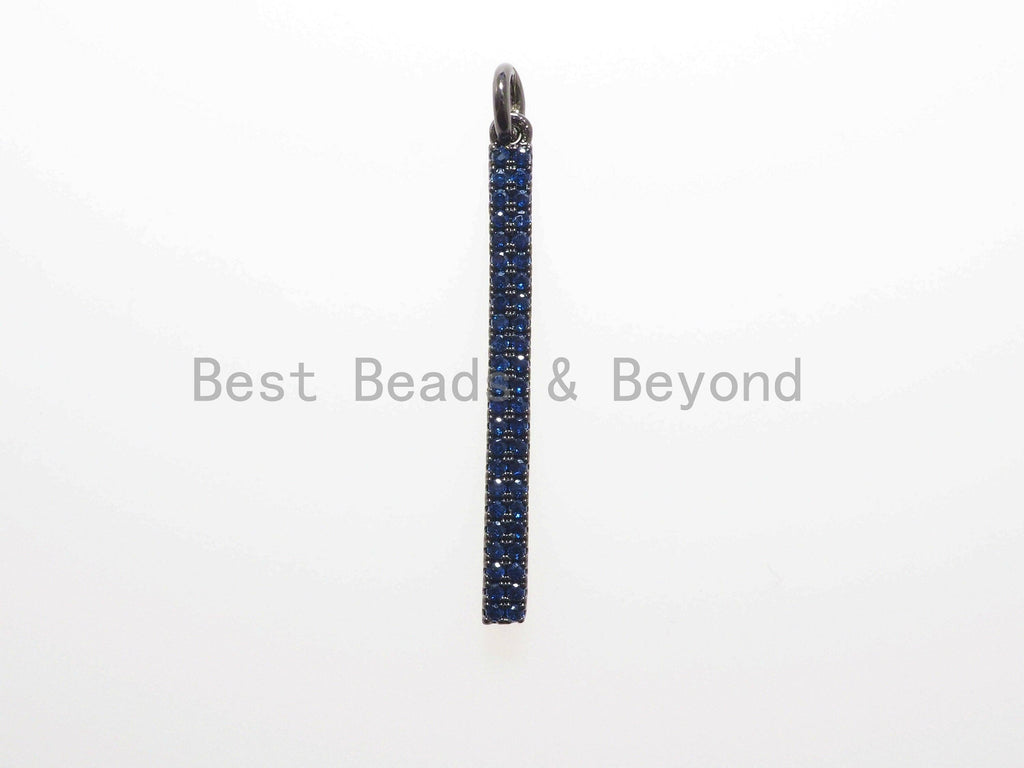 CZ Micro Pave Long Bar Pendant, Cubic Zirconia Strip Pendant, Green/Fuchsia/Turquoise/Cobalt/Black Micro pave pendant, 32x3mm, sku#F483