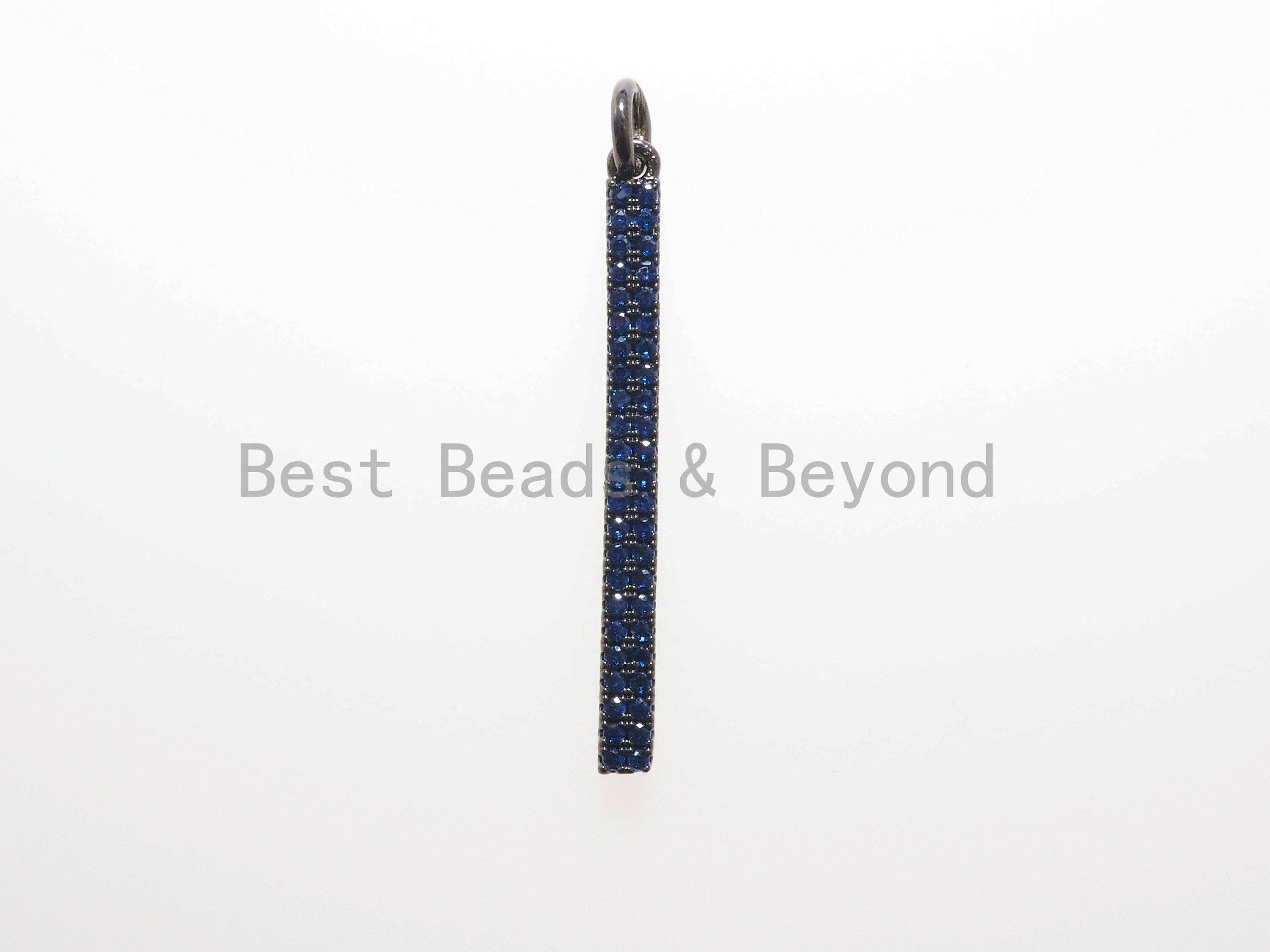 CZ Micro Pave Long Bar Pendant, Cubic Zirconia Strip Pendant, Green/Fuchsia/Turquoise/Cobalt/Black Micro pave pendant, 32x3mm, sku#F483