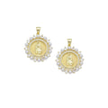 Virgin Mary On Round Coin White Pearl Charm, Sku#Z1482