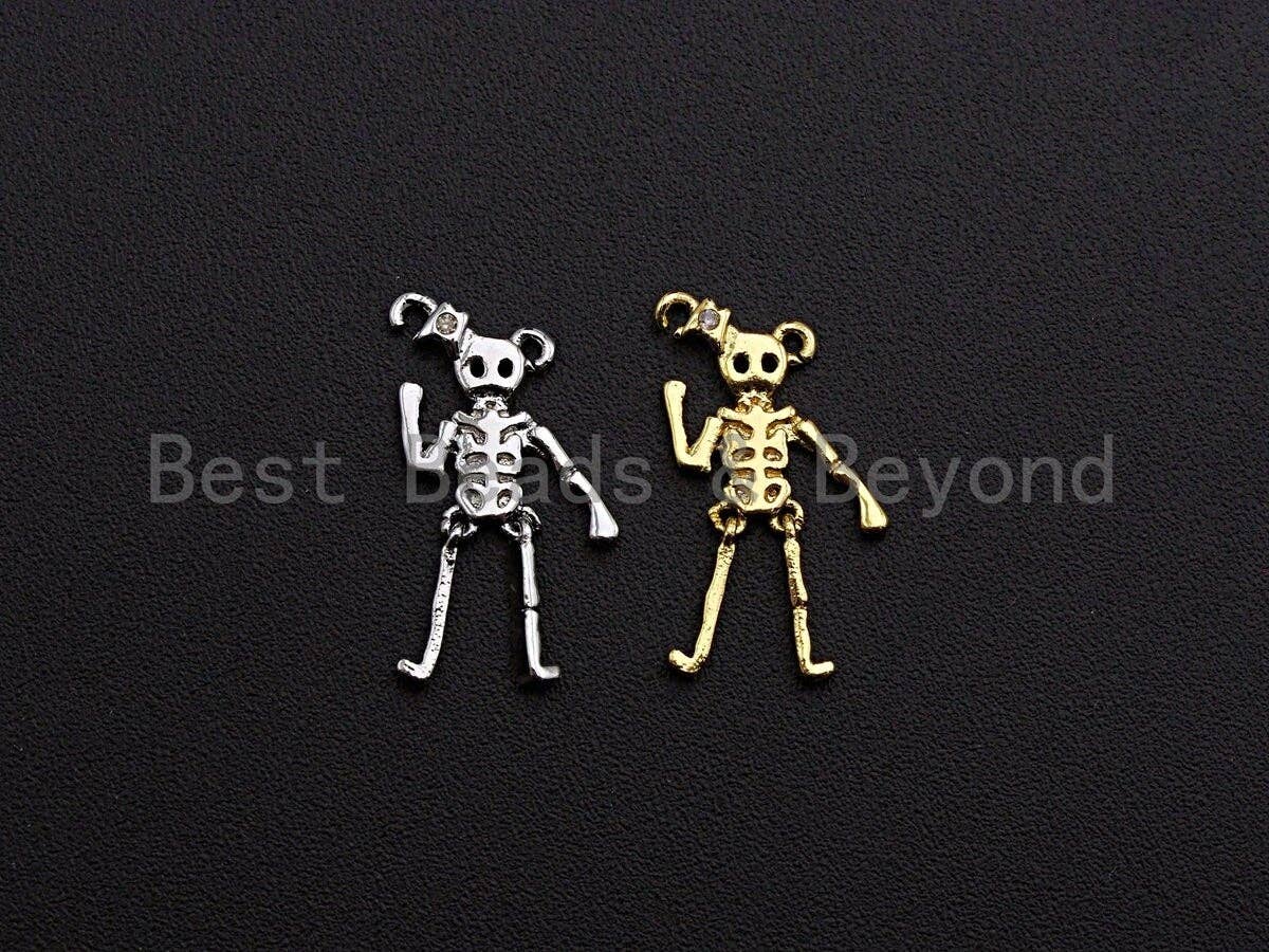 Human Skeleton Zumbie Frame Shaped Pendant/Charm, Dainty Gold Pendant Charm,10x18mm,Sku#Z567