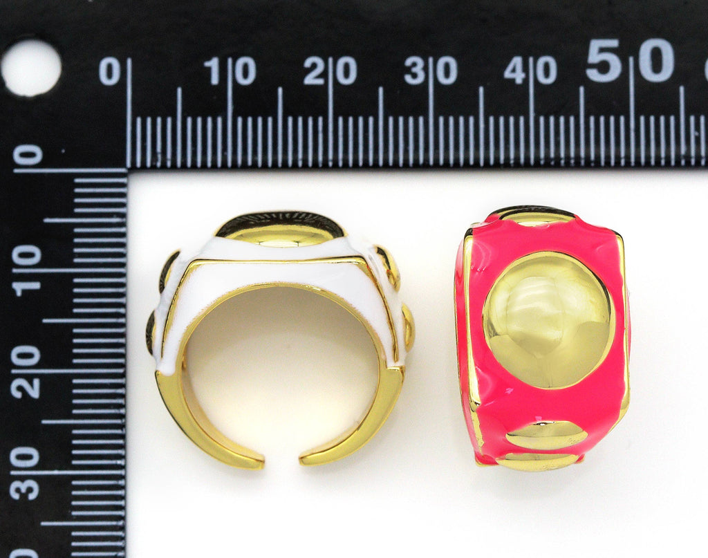 CZ Enamel Funky Chunky Ring, Sku#O106