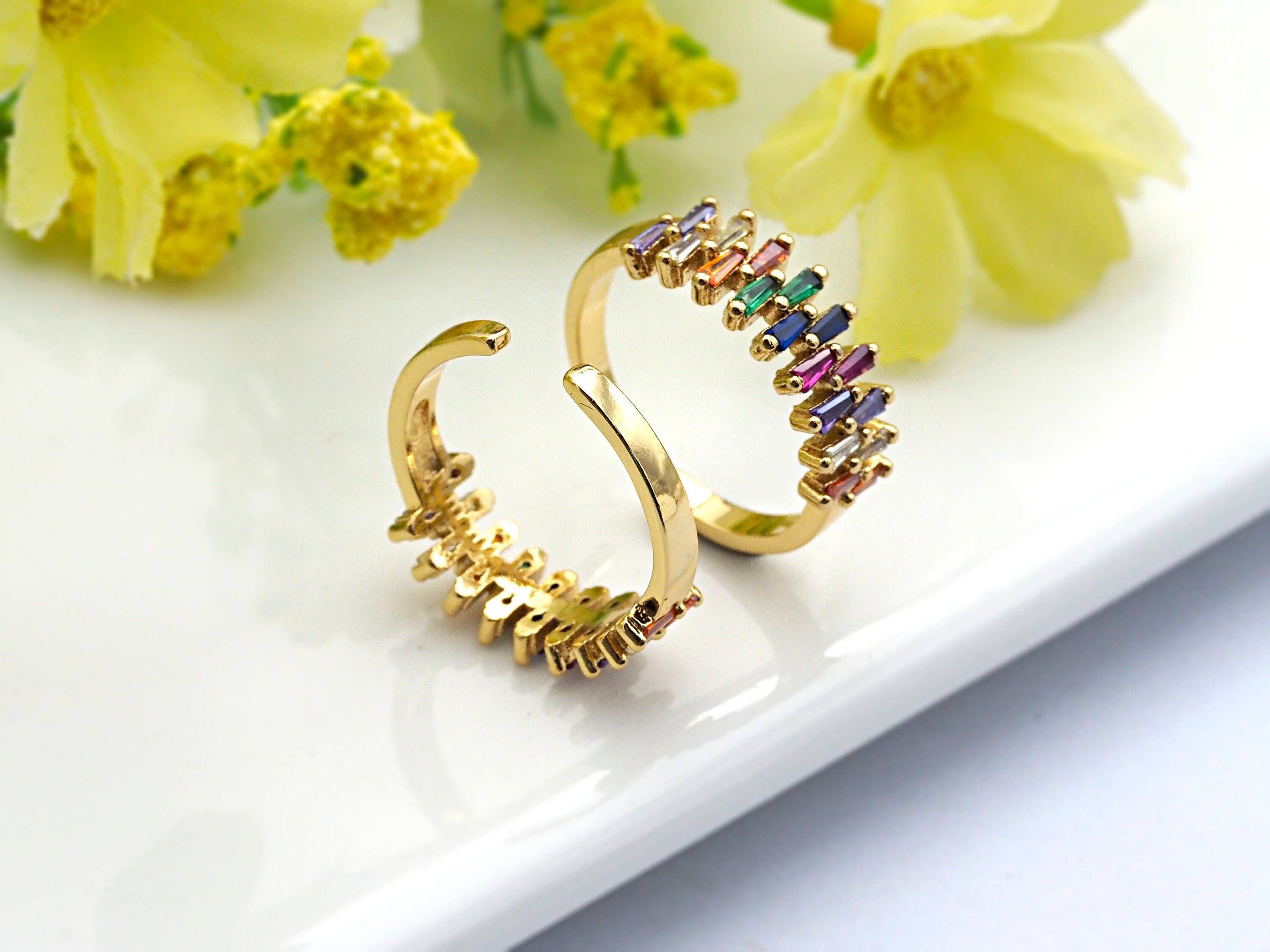 Colorful CZ Open Ring, Sku#X18