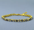 Round CZ and Enamel Evil Eye Adjustable Bracelet with Extender, Sku#LD288