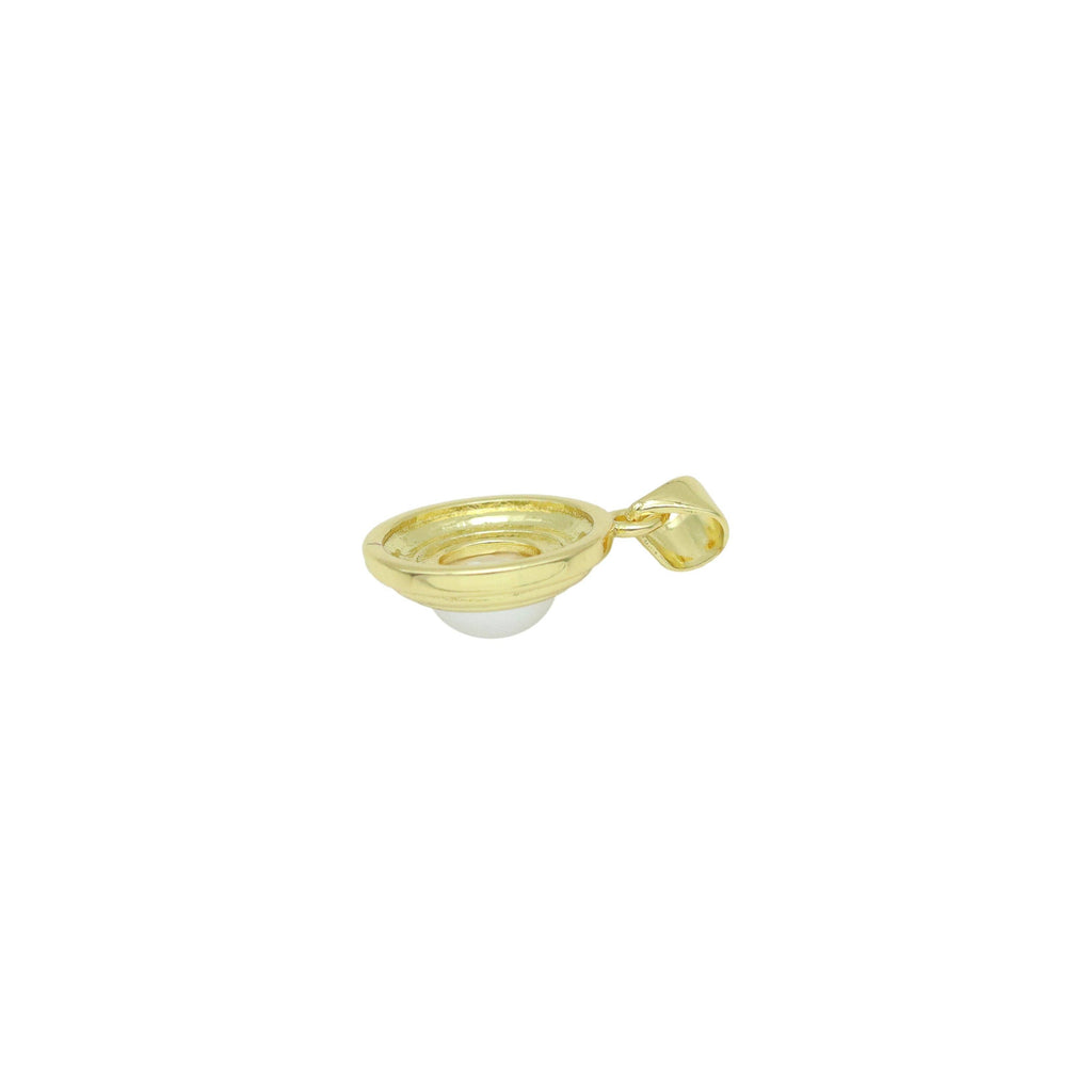 Gold Silver White Pearl Circle Around Charm Pendant, Sku#LX746