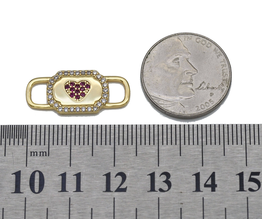 Gold Heart On Lock Shape Connector, Sku#Y751