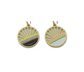Gold Enamel Rainbow Hollow Out Round Coin Charm, Sku#F1496